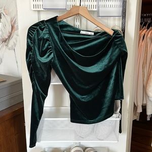 MANGO one shoulder velvet top